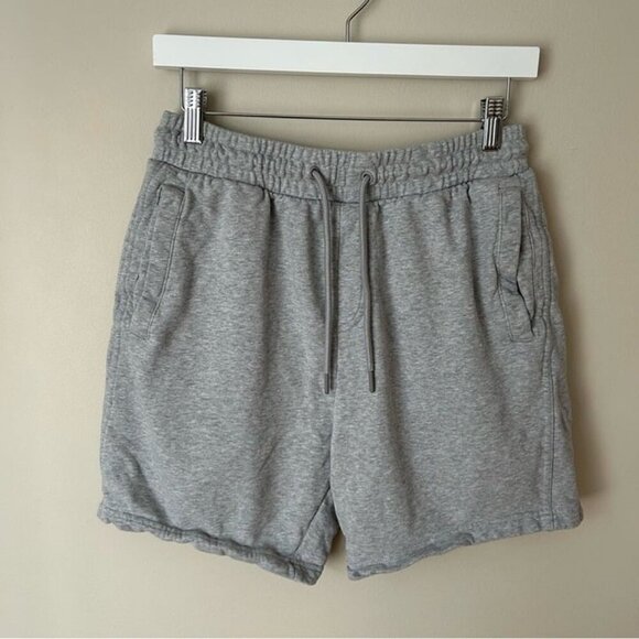 Gymshark Cotton Pocket Elastic Waist Workout Light Grey Shorts Men’s Medium - Picture 2 of 8